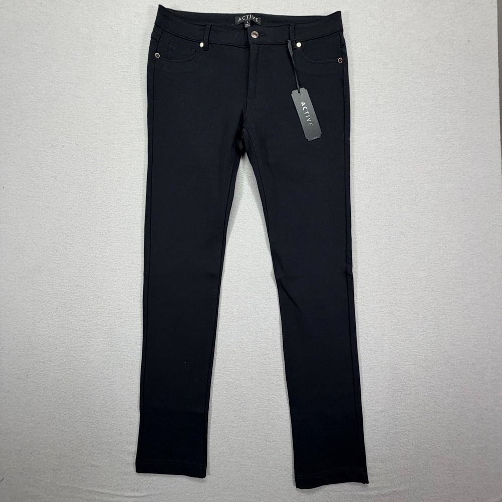 Active USA Womens Skinny Pants NWT Slim Fit Black Stretch Size L